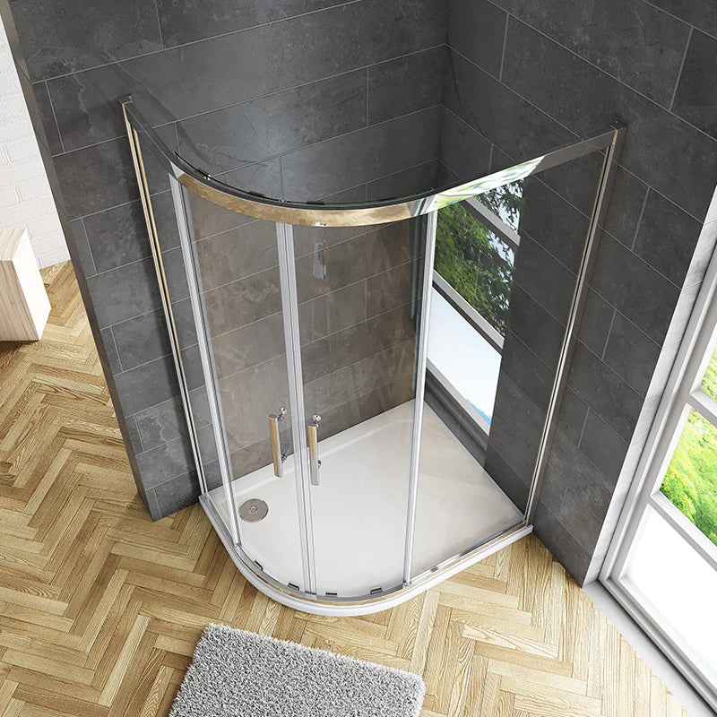 8mm NANO Easy Clean tempered clear glass Quadrant Shower Enclosure 1900mm Chrome Offset/Equal Cubicle