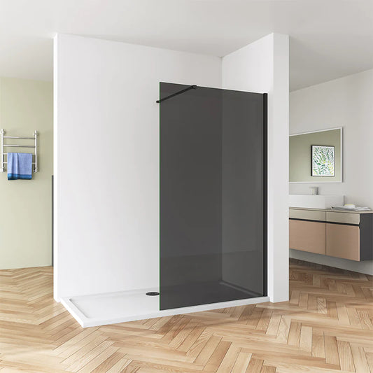 Walk In Shower Screen Dark Grey 8mm Easy Clean Glass NANO Panel Wet Room Shower Enclosure 1900mm Height