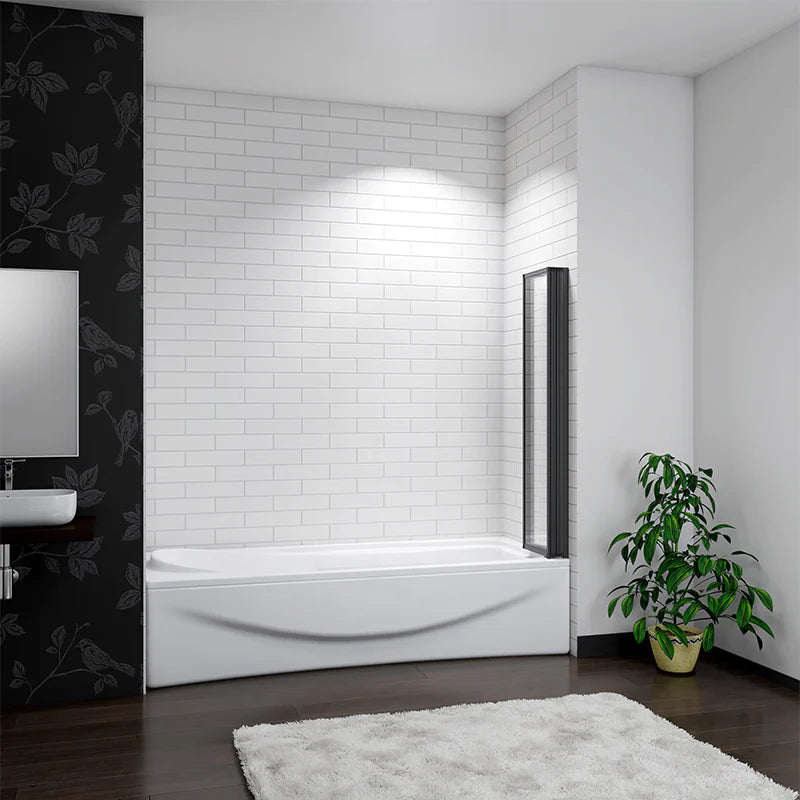 4/5 Fold Folding Bath Shower Screen Panel 900/1000/1200x1400mm Black Frame