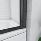 800x1400mm AICA Matt Black Frame Pivot Bath Shower Screen Black Silk Door Panel