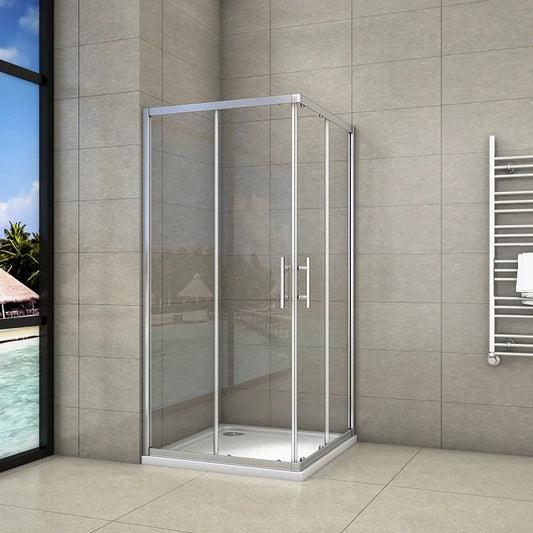 1850mm Corner Entry Enclosures Cubicle Double Sliding Shower Doors Chrome Frame