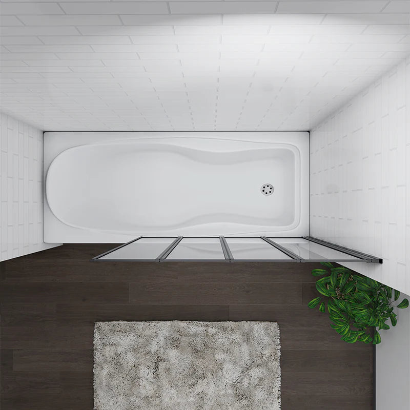 4/5 Fold Folding Bath Shower Screen Panel 900/1000/1200x1400mm Black Frame