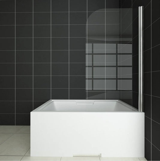 800X1500mm Chrome 180 degrees Pivot Shower Bath Screen Easy Clean Glass