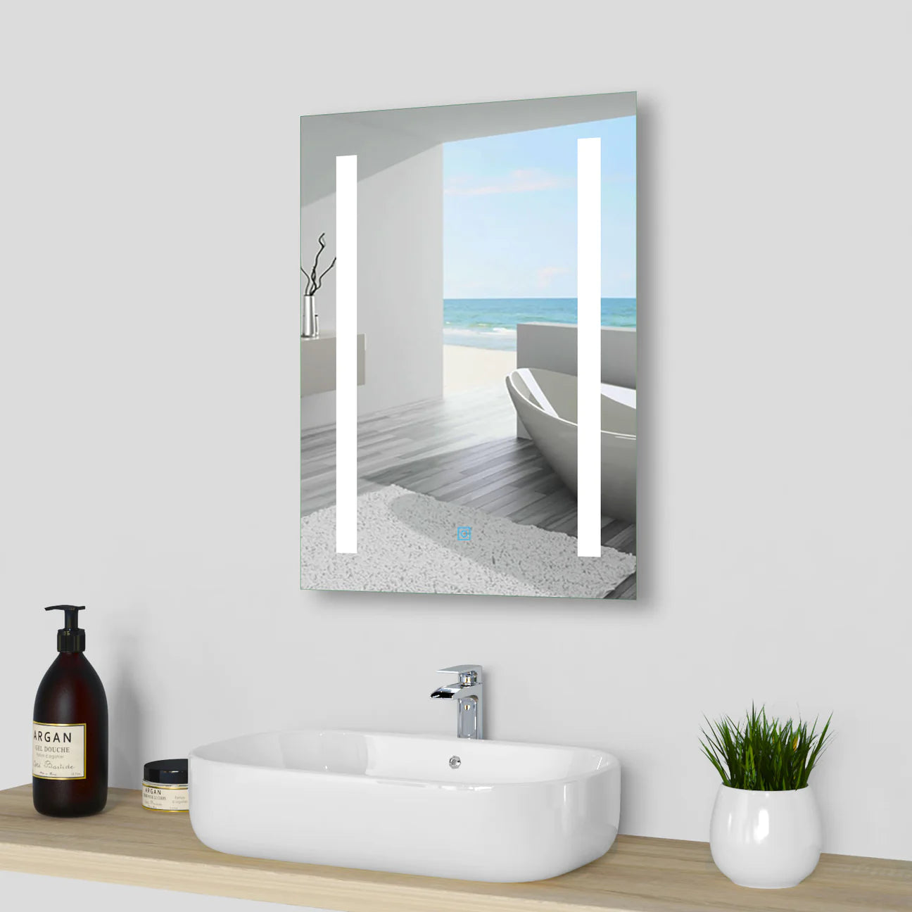 Rectangle Bathroom LED Mirror with Demister Pad|Wall Mounted|IP44|Vertical&Horizontal