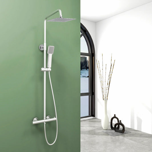 Bathroom Thermostatic Shower Mixer Set 8" Stainless steel Top Spray Handheld Shower Set.(08A)