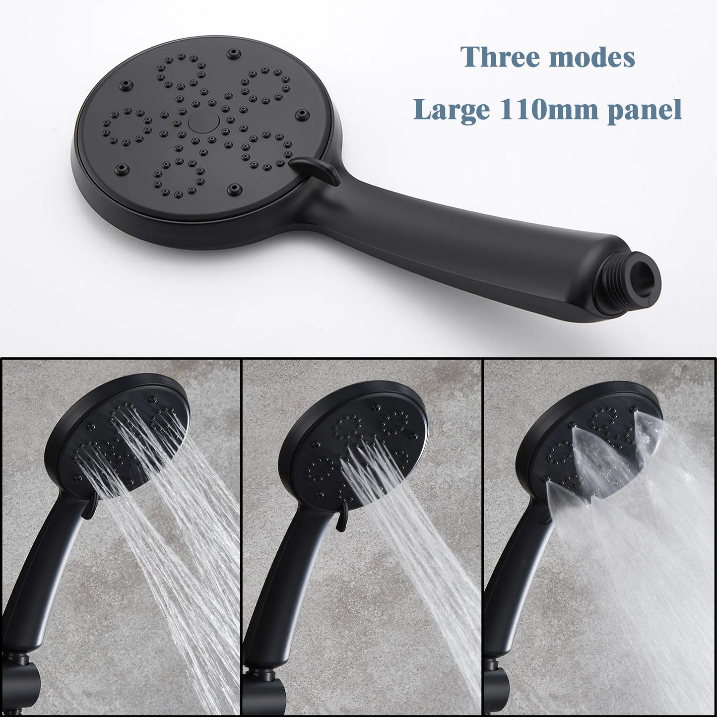 Bathroom Thermostatic Shower Mixer Set 9" Stainless steel Top Spray 3 Function Handheld Shower