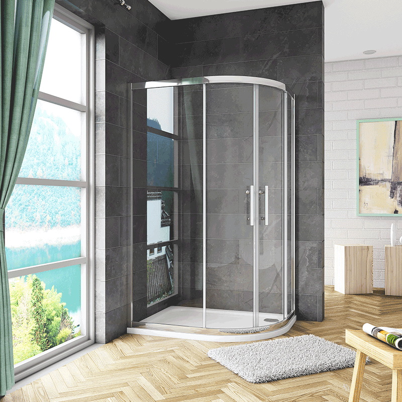 Offset/Equal Cubicle Quadrant Shower Enclosure 8mm NANO Easy Clean Tempered Clear Glass 1900mm Chrome