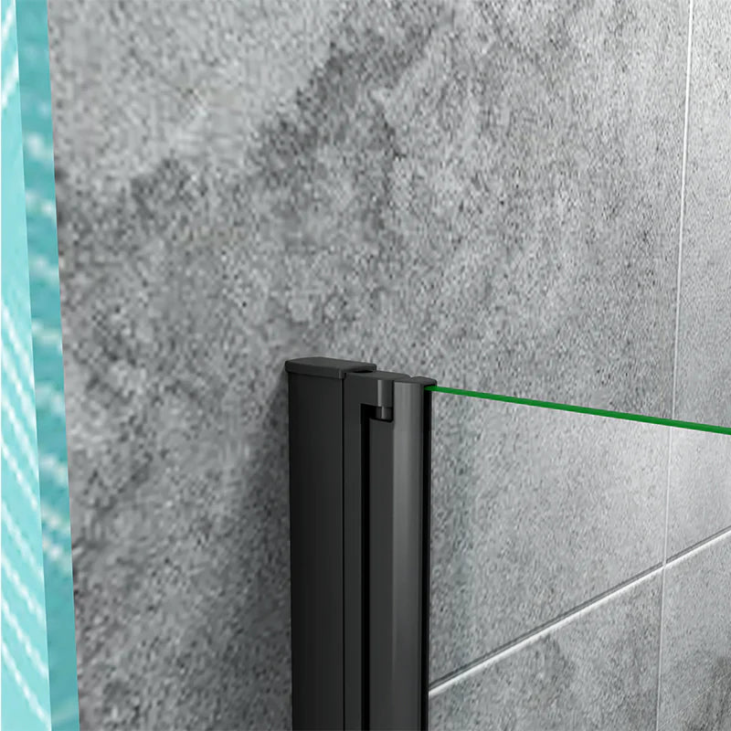180 degree Pivot Bath Shower Screen 800x1400mm Matt Black Frame Clear Glass Door Panel
