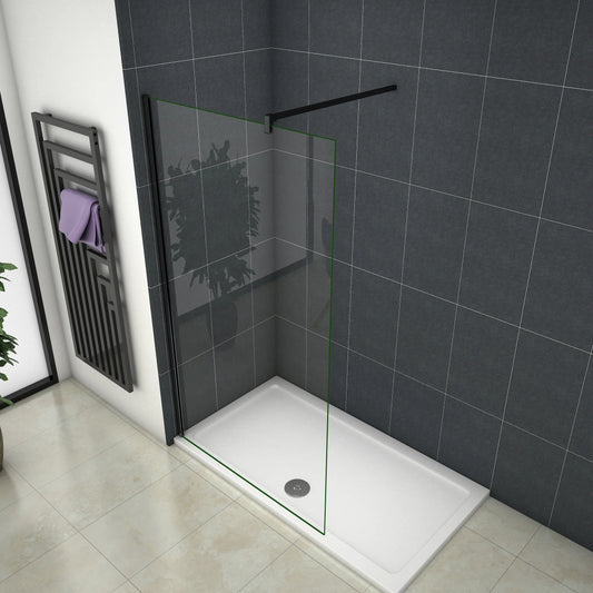 1950mm Walk in Wet Room Shower screen, 8mm NANO glass 700-1400 silver and black