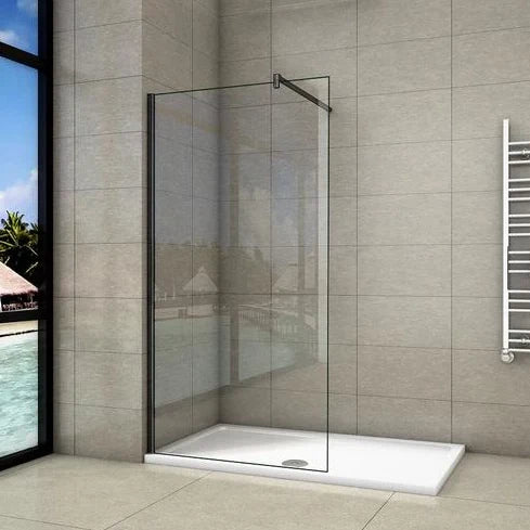 700-1400mm Walk in Wet Room Shower screen,8mm Easyclean glass,1850 1950 2000 mm Height black series