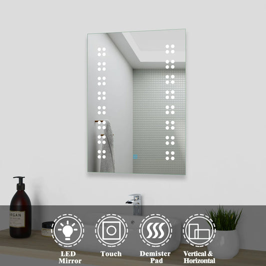 Bathroom Mirror with LED Lights, Anti Fog Wall Mounted 500 x 700mm