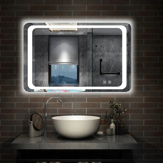 Designer Illuminated LED Mirror Bathroom with Lights,Demister and Touch Switch