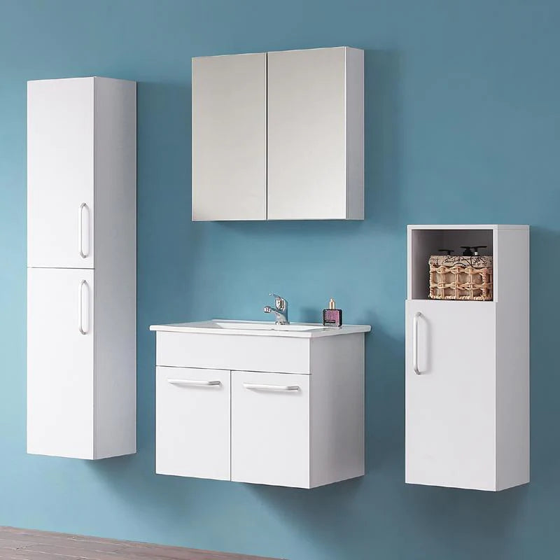 600mm Wall Hung Vanity Unit with Ceramic Basin-2 Doors,White