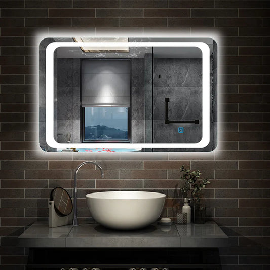 Bathroom Mirror with LED Lights, Anti Fog Touch Sensor