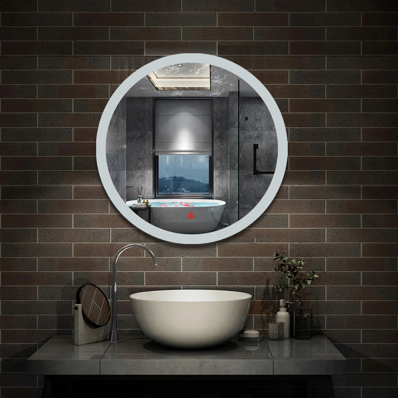 Round Bathroom Mirrors with Lights,Demister,Touch-600x600