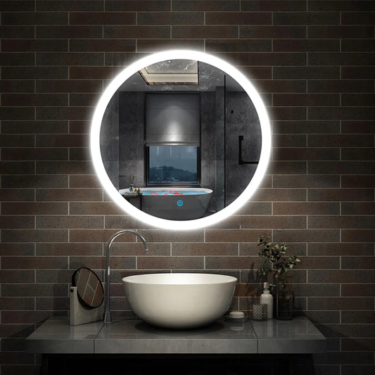 Round Illuminated Bathroom Mirror 600x600 with Demister
