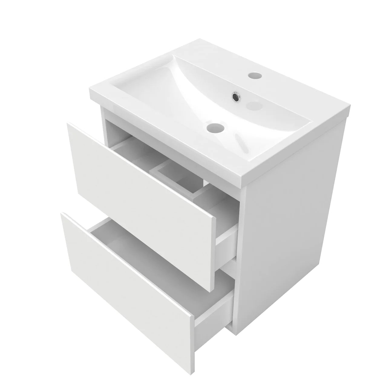 500 600mm Wall Hung Bathroom Vanity Units with Sink,2 Drawers,White