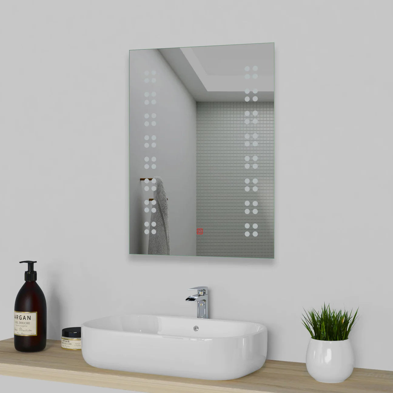 Bathroom Mirror with LED Lights, Anti Fog Wall Mounted 500 x 700mm