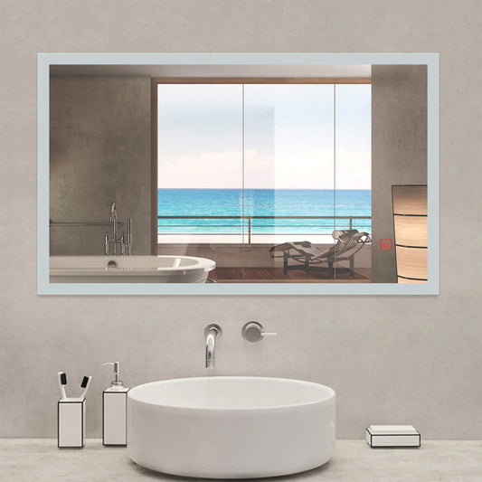 Demister Bathroom Wall Mirror with LED Lights-White Light