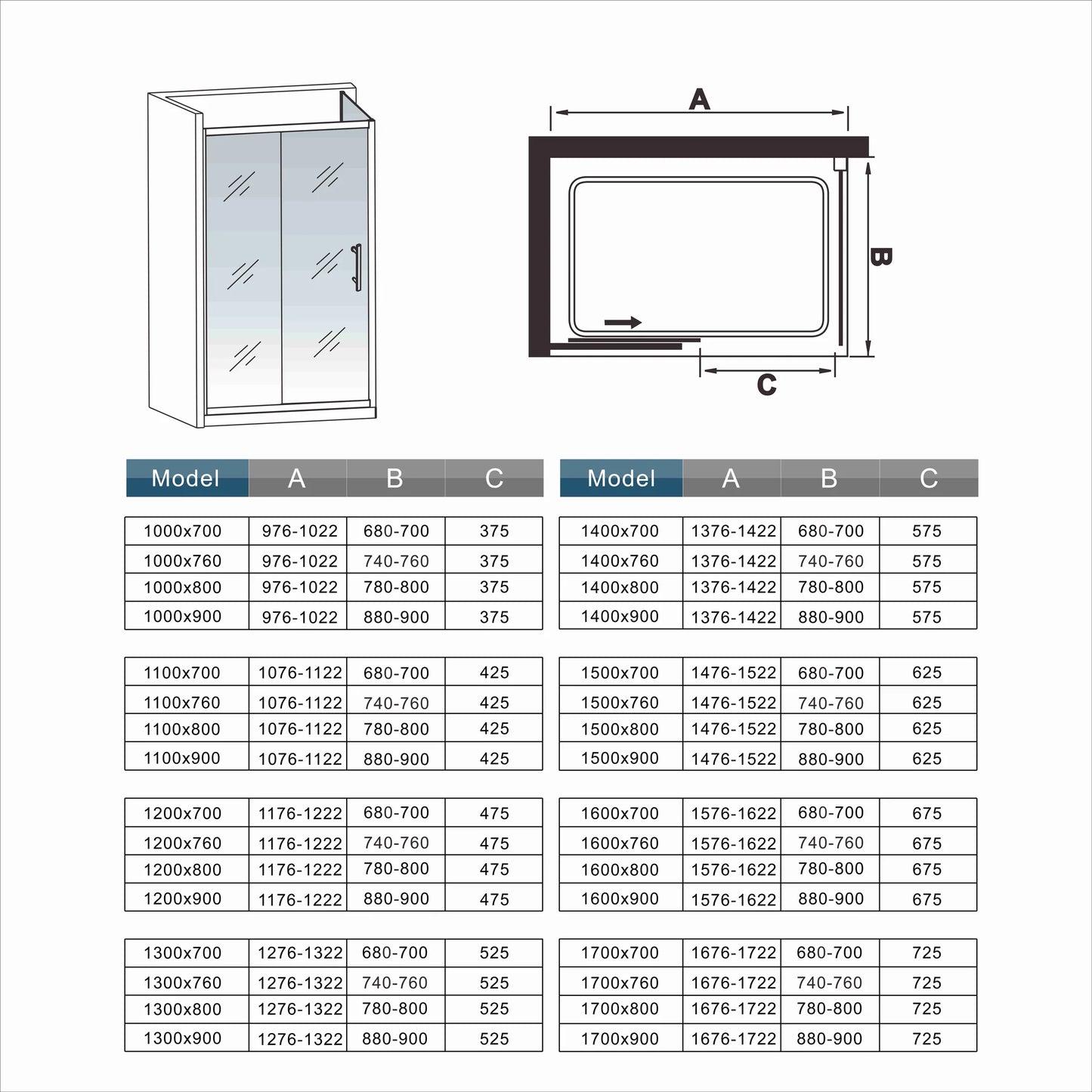 Bathroom Sliding Shower Door 8mm NANO EASY CLEAN tempered clear glass
