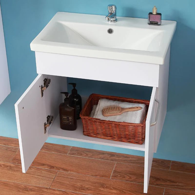 600mm Wall Hung Vanity Unit with Ceramic Basin-2 Doors,White