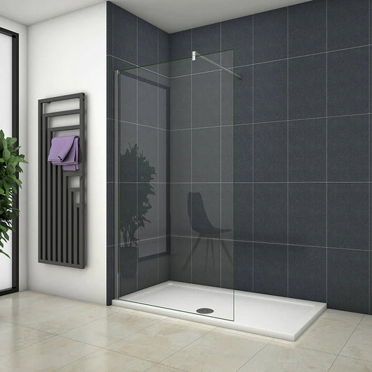 1000 x 1850mm Wet Room Shower Panel 8mm EasyClean glass Nano Easy Clean Clear Glass Tempered