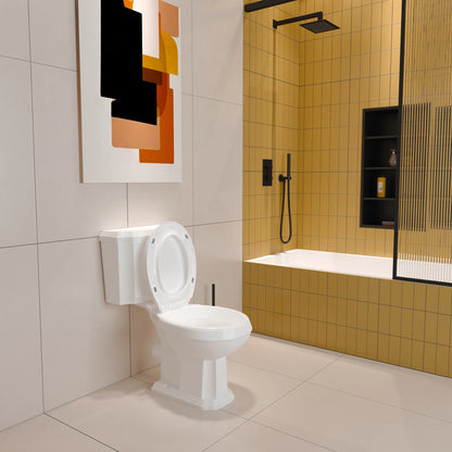 Traditional Victoria Style Ceramic Close Coupled Toilet White Dual Flush Bathroom WC