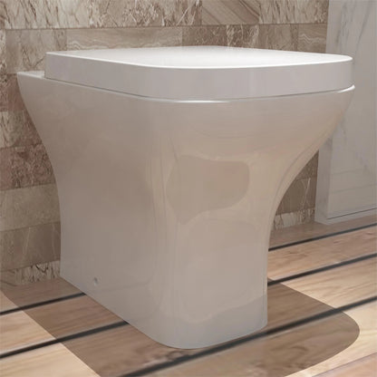 Back To Wall Toilet Soft Close Seat Ceramic White Bathroom Square WC Modern BTW