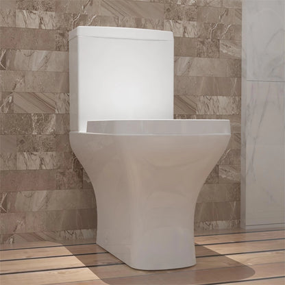 Close Coupled Toilet Square Ceramic White Short Projection Bathroom WC