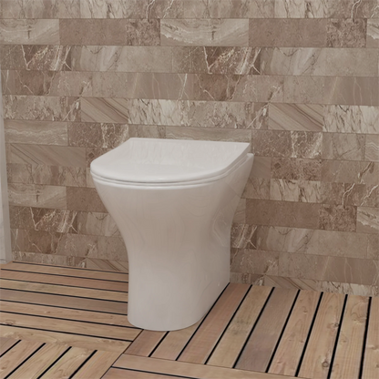 Modern Back To Wall Toilet Short Projection Soft Close Seat Bathroom WC