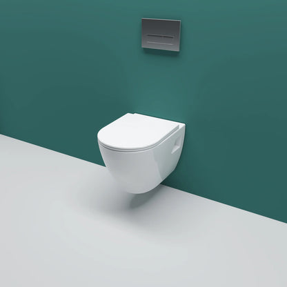 Bathroom Wall Hung Toilet Round WC Pan With UF Soft Close Seat