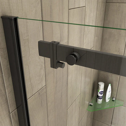 Frameless Sliding Shower Door Black Frame 8mm NANO Glass