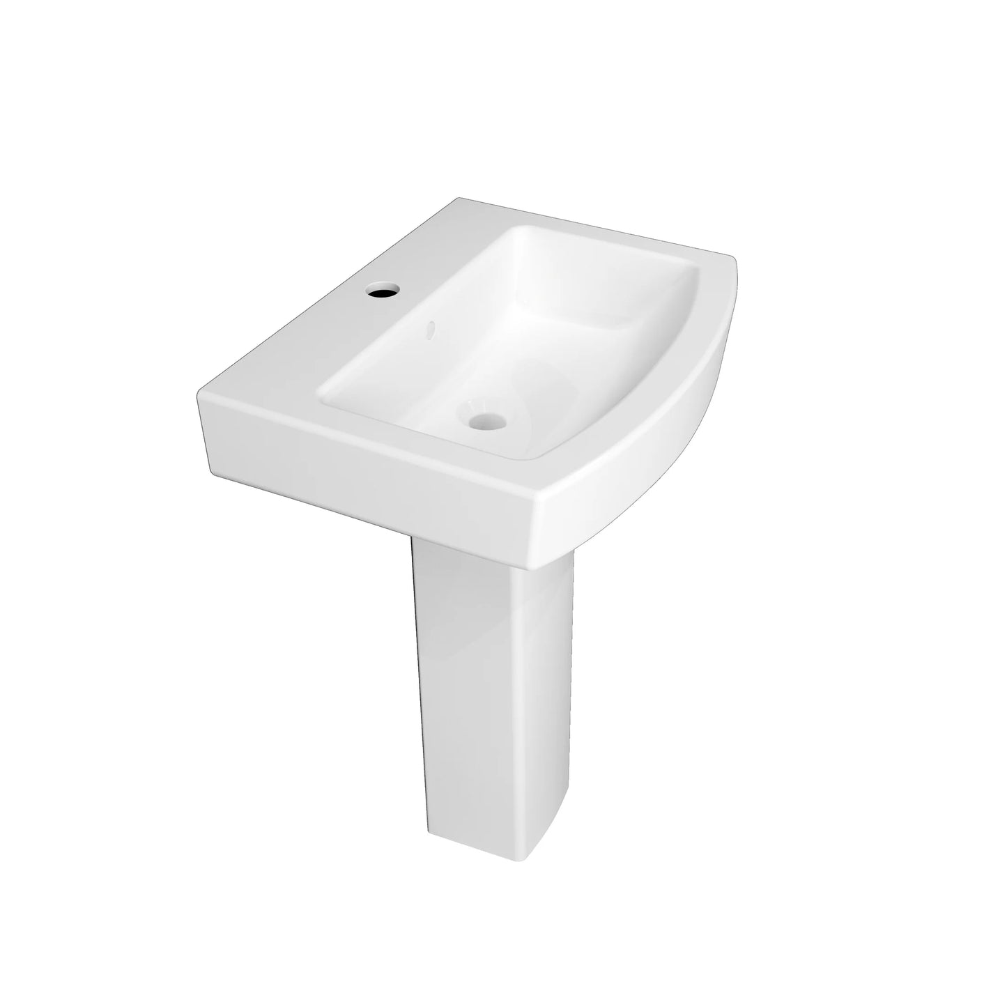 Pedestal Square Basin Sink Full Floorstanding Single Tap Hole