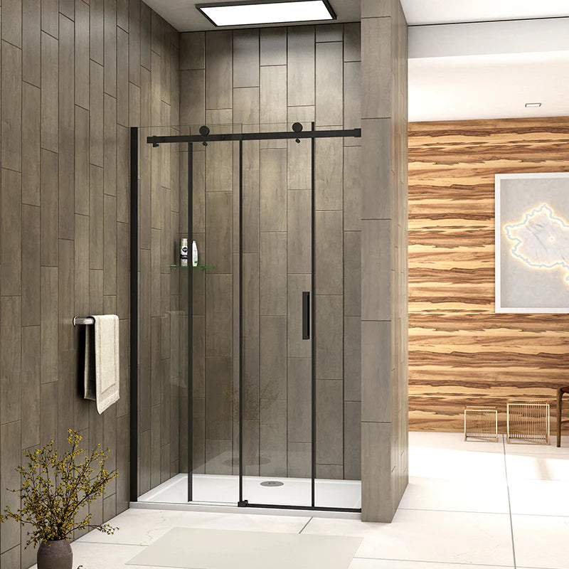 Frameless Sliding Shower Door Black Frame 8mm NANO Glass