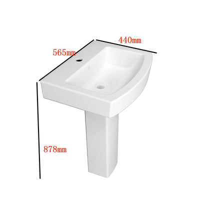 Pedestal Square Basin Sink Full Floorstanding Single Tap Hole