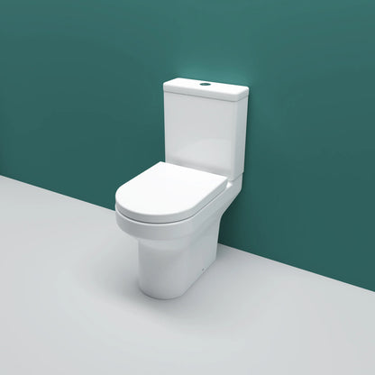 Rimless Close Coupled Toilet White Soft Close Seat Dual Flush Modern WC