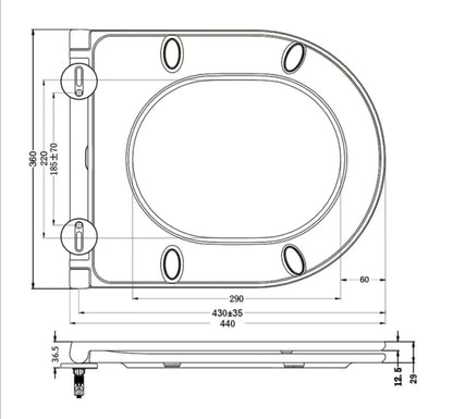 Modern Rimless Wall Hung Toilet WC Pan With UF Soft Close Seat