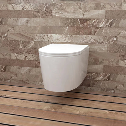 Modern Rimless Wall Hung Toilet WC Pan With UF Soft Close Seat