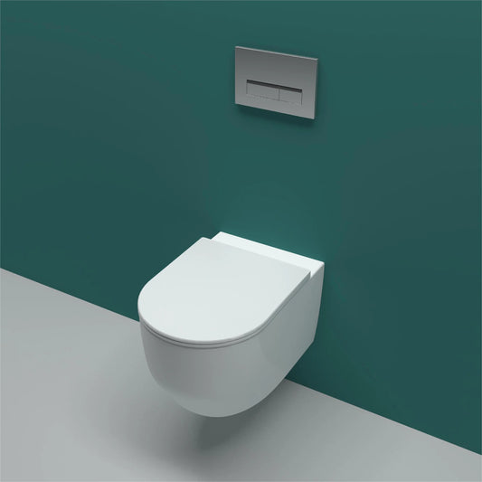 Bathroom Wall Hung Rimless Toilet Pan Soft Close Seat (UF) WC