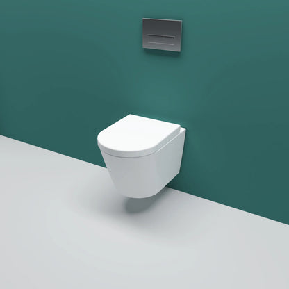 Bathroom Rimless Wall Hung Toilet Soft Close Seat WC White Ceramic Round