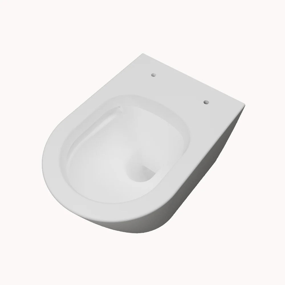 Bathroom Rimless Wall Hung Toilet Soft Close Seat WC White Ceramic Round