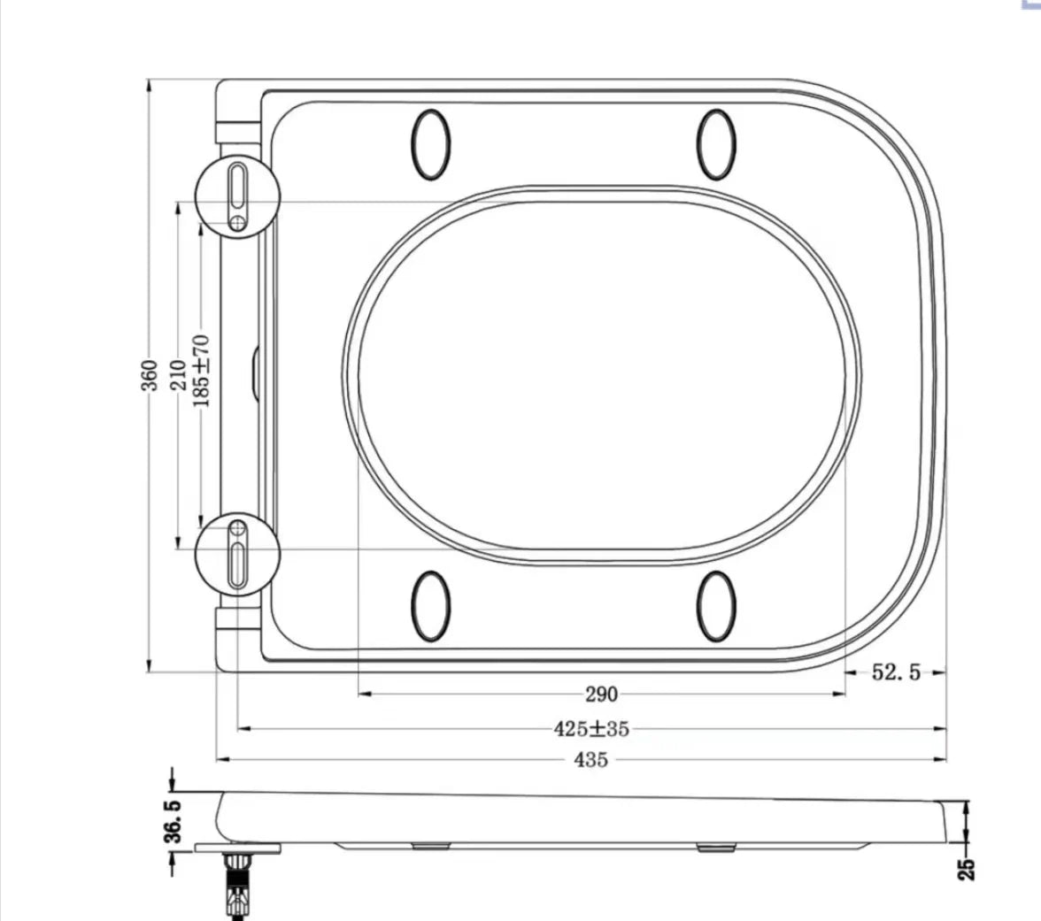 Bathroom Rimless Wall Hung Toilet UF Soft Close Seat Square WC Pan Modern