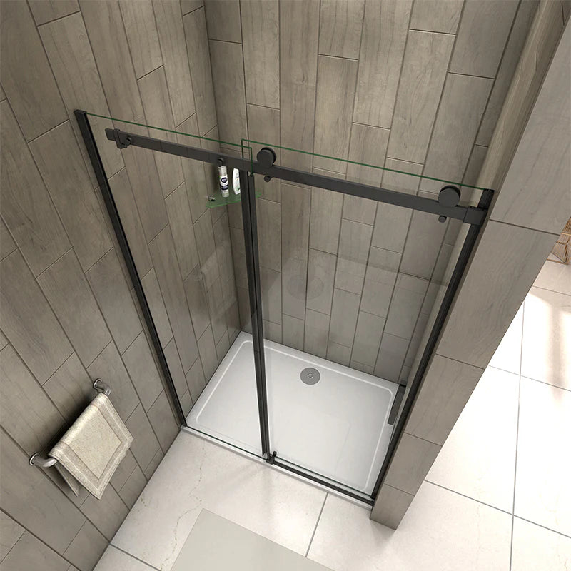 Frameless Sliding Shower Door Black Frame 8mm NANO Glass