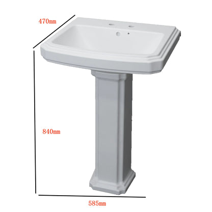 Traditional Pedestal Basin Sink Full Floorstanding - 2 Tap Hole