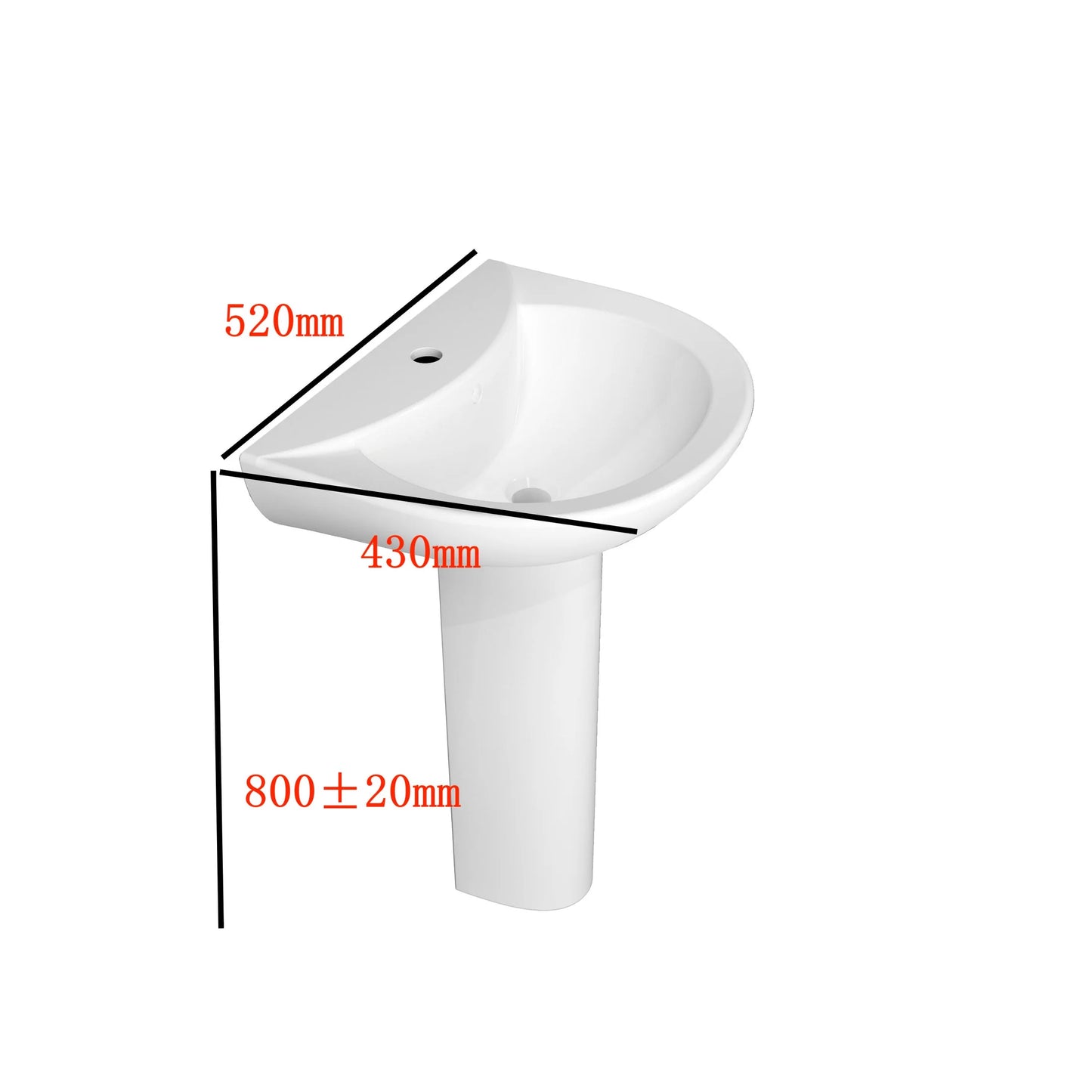 Single Tap Hole Pedestal Basin Sink Modern Full Floor standing