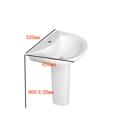 Single Tap Hole Pedestal Basin Sink Modern Full Floor standing