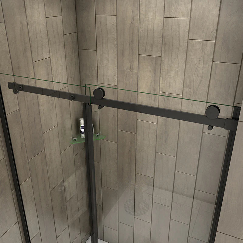 Frameless Sliding Shower Door Black Frame 8mm NANO Glass