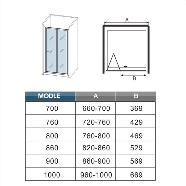 Bi fold Shower Door Shower Enclosure Cubicle 70-100x1850 Glass