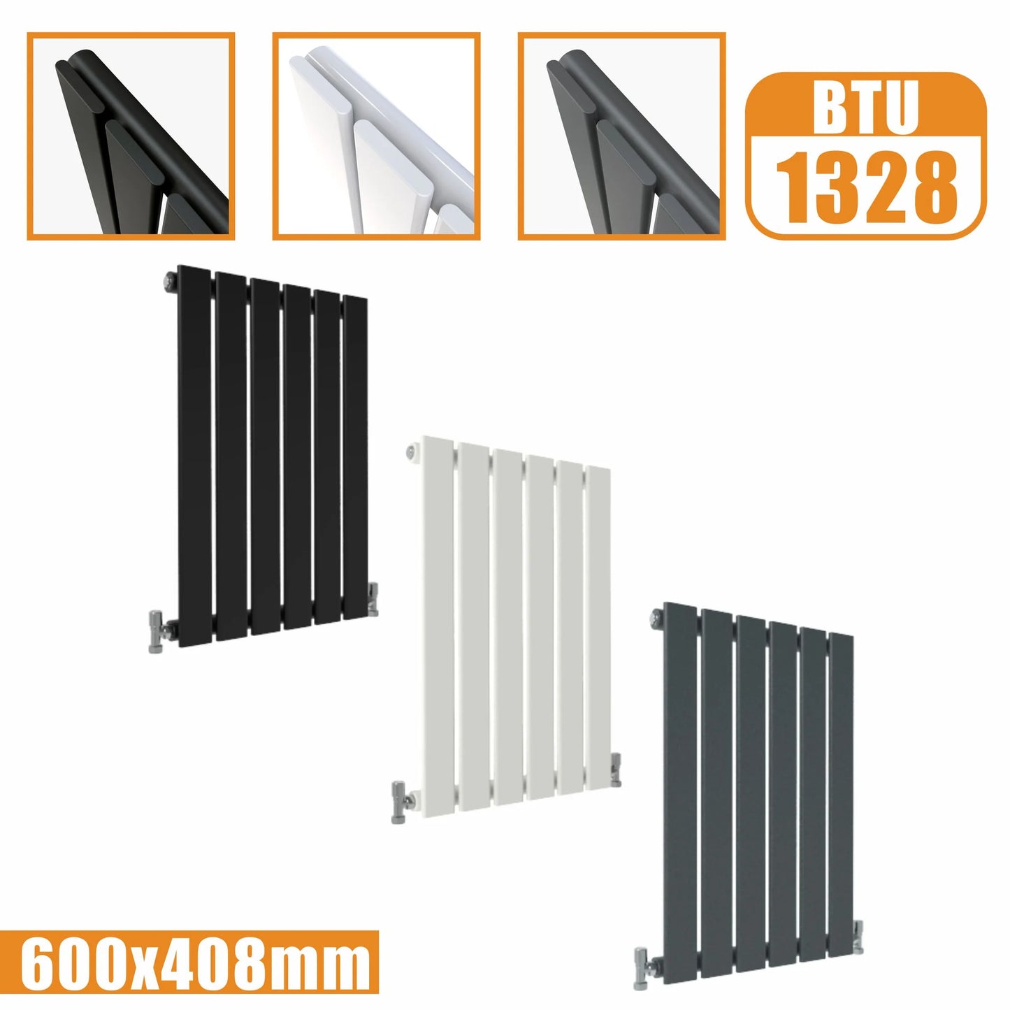 Flat Panel White Horizontal Designer Radiator single or double