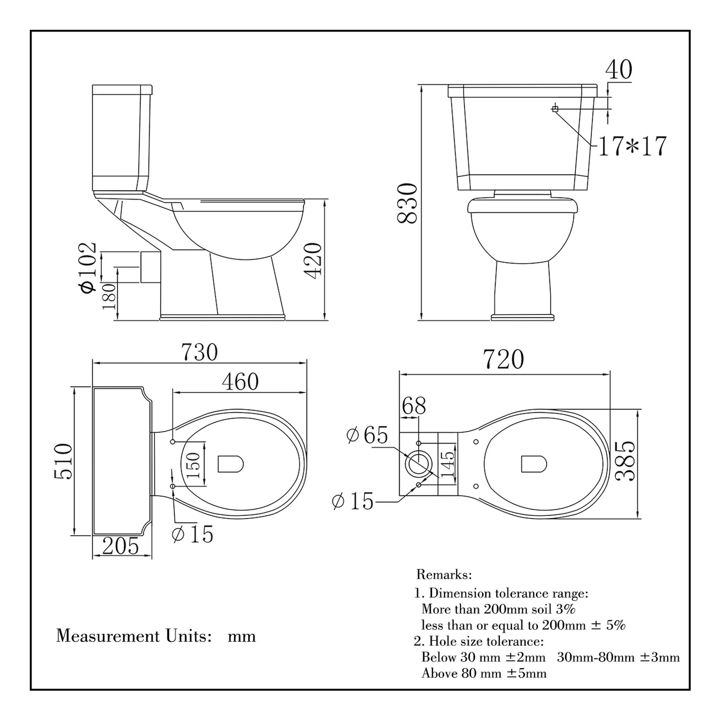 Traditional Victoria Style Ceramic Close Coupled Toilet White Dual Flush Bathroom WC